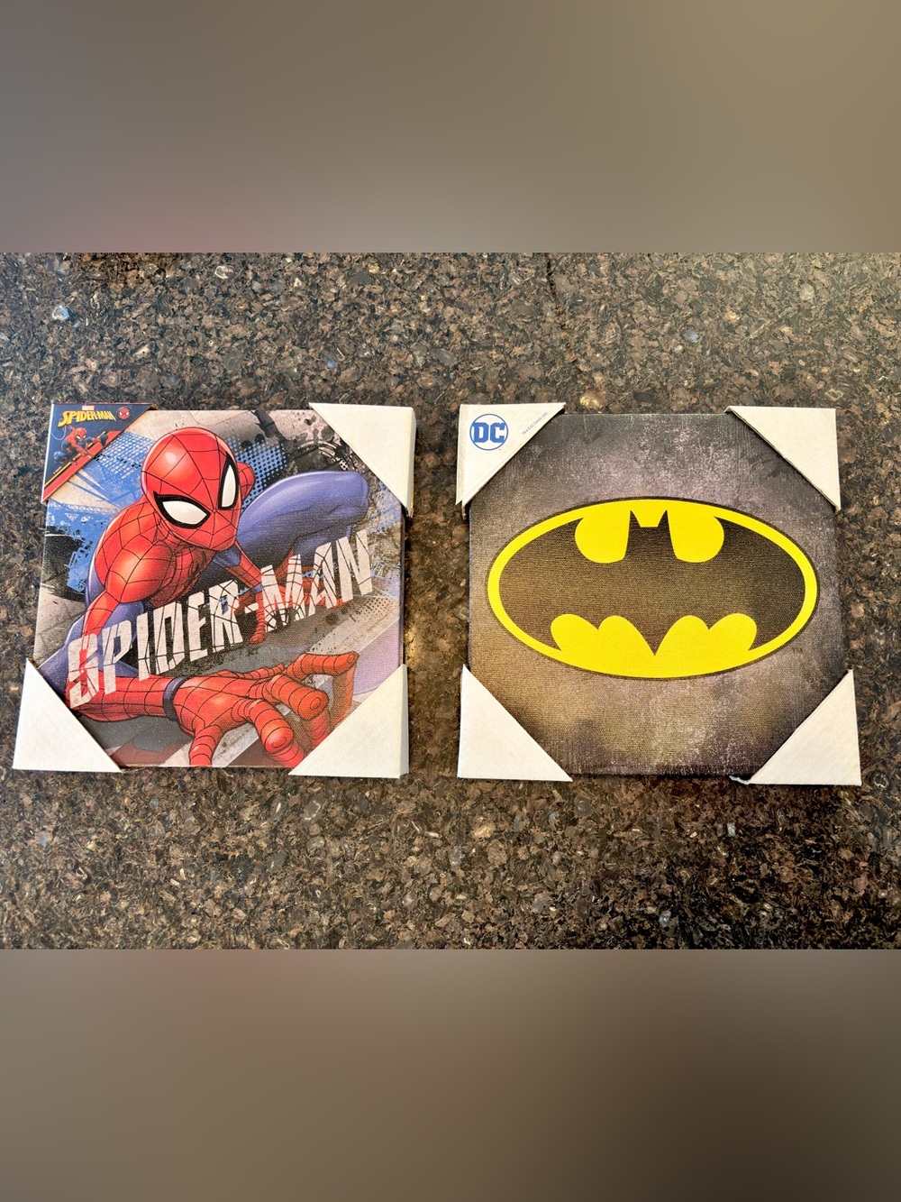 NWT DC Batman & Spider-Man Canvas Wall Decor Set of 2